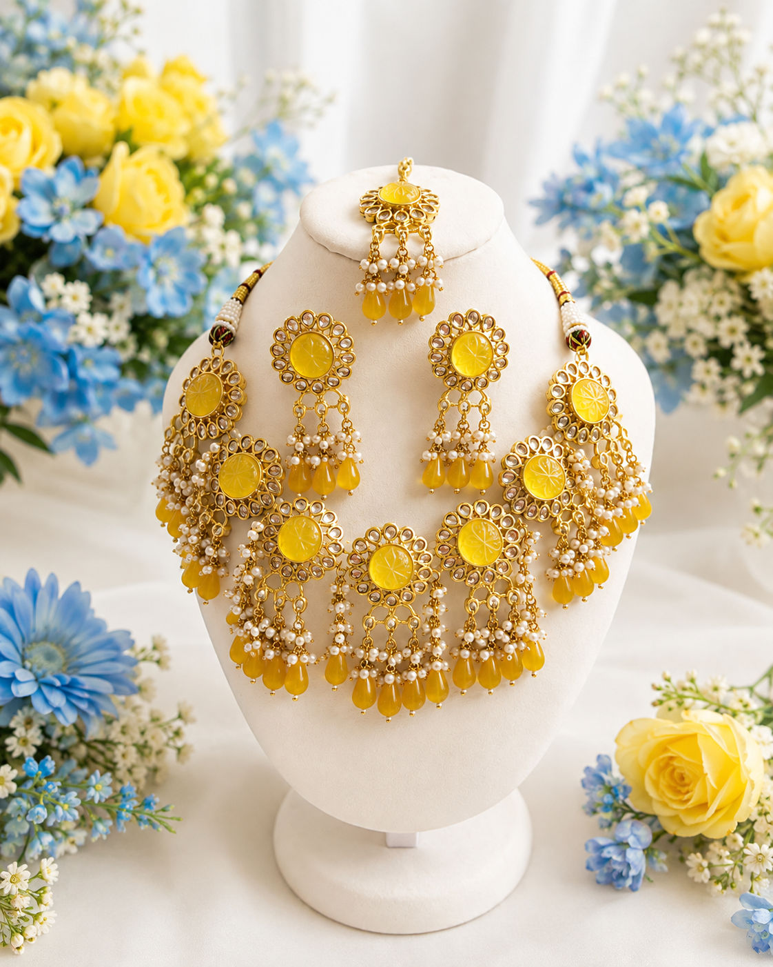 Radiant Yellow Floral Jewelry Set