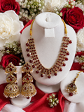 Royal Red & Gold Bridal Jewelry Set with Jhumka Earrings & Maang Tikka