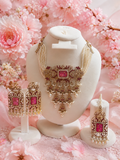The Shine Charm Royal Pink Pearl Necklace Set with Matching Earrings & Pendant