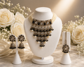 Cream black Pearl Multi-Strand Necklace with Antique-Gold Filigree