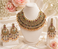 Gold Multicolor Kundan Choker Necklace with Matching Earrings